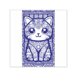 可愛い猫伝統的柄チャーム セルフインキングスタンプ