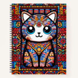 可愛い猫伝統的柄チャーム ノートブック