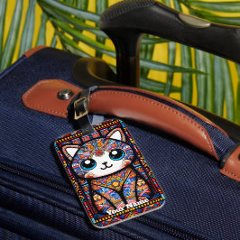 可愛い猫伝統的柄チャーム ラゲッジタグ
