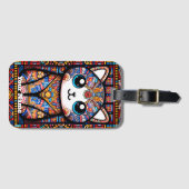 可愛い猫伝統的柄チャーム ラゲッジタグ (正面横)