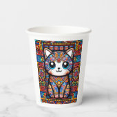 可愛い猫伝統的柄チャーム 紙コップ (裏面)