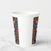 可愛い猫伝統的柄チャーム 紙コップ (右)