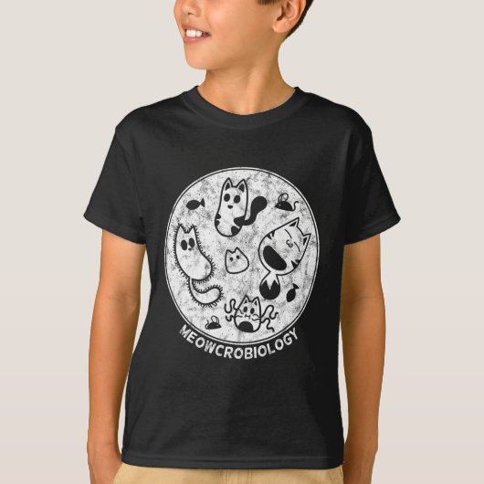 可愛い猫動揺して菌微生物学 Tシャツ (正面)