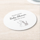 可愛い猫双子男女兼用赤ちゃんシャワー ラウンドペーパーコースター (アングル)