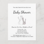 可愛い猫双子男女兼用赤シンプルちゃんシャワー 案内ポストカード (正面)