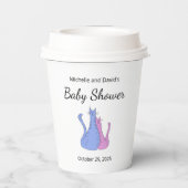 可愛い猫双生児シャワーブルーピンク 紙コップ (裏面)