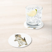 可愛い猫好きおもしろいキッテンウォーターカラーグレー虎猫 ラウンドペーパーコースター (インサイチュ)