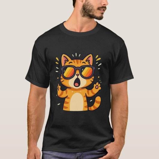 可愛い猫好きおもしろいT型 Tシャツ (正面)