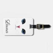 可愛い猫好きかわいい顔ホワイト ラゲッジタグ (正面横)