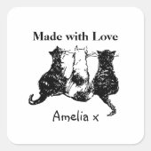 可愛い猫好きで作られている スクエアシール (正面)