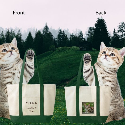 可愛い猫好きのための「抱っこ」と「爪」デザイン トートバッグ