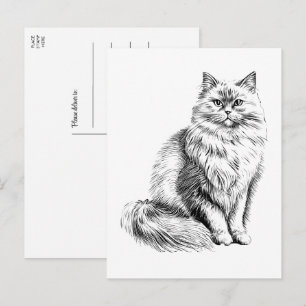 可愛い猫好きイラストレーション恋しく思こんにちは、愛 ポストカード