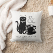 可愛い猫好きコーヒーラバーブラック&ホワイト クッション (ブランケット)