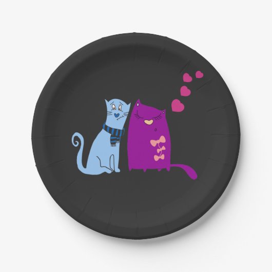 可愛い猫好きデザイン ペーパープレート (正面)