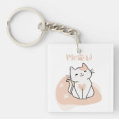 可愛い猫好きパーソナライズされたキーチェーンとメッセージ キーホルダー (正面)