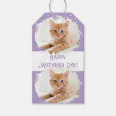 可愛い猫好きパーソナライズされたフォトパターン紫 ギフトタグ (正面)