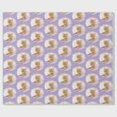 可愛い猫好きパーソナライズされたフォトパターン紫 ラッピングペーパー (フラット)