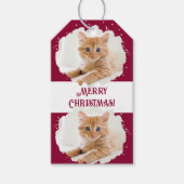 可愛い猫好きパーソナライズされたフォトパターン赤 ギフトタグ (正面)
