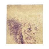 可愛い猫好きペンシルのスケッチ灰色のタビーネコ ノートパッド (正面)