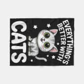 可愛い猫好き大人や子供少年少女の猫 フリースブランケット (正面(横))