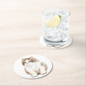 可愛い猫好き水彩子猫子猫母の猫 ラウンドペーパーコースター (インサイチュ)