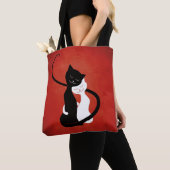 可愛い猫好き赤猫好き トートバッグ (クローズアップ)