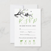 可愛い猫好き黒木ハート結婚鳥 出欠カード (正面)