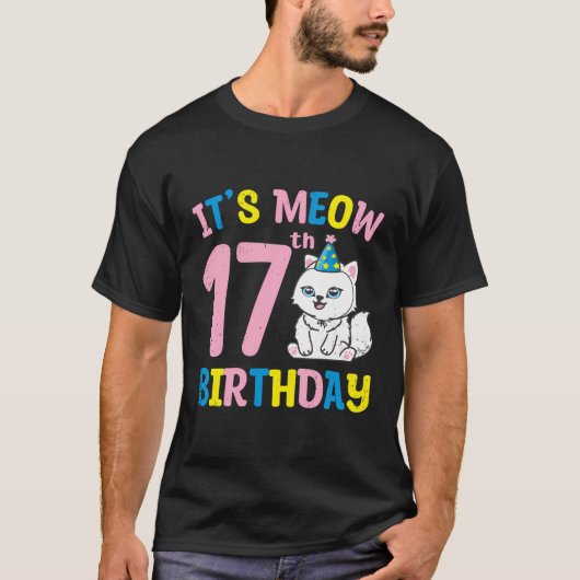 可愛い猫好き17誕生日猫飼いペット Tシャツ (正面)