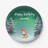 可愛い猫子猫クリスマスツリー誕生日ガールパーティー ペーパープレート (正面)