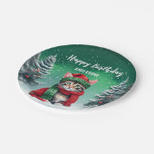 可愛い猫子猫クリスマスツリー誕生日ガールパーティー ペーパープレート (アングル)