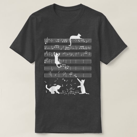 可愛い猫子猫遊の音符のおもしろいクレフ、 音符記号 Tシャツ (デザイン正面)