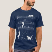 可愛い猫子猫遊の音符 Tシャツ (正面)