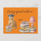可愛い猫学生卒業発表葉書 案内ポストカード (正面)