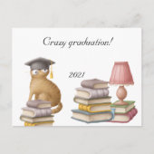 可愛い猫学生卒業発表葉書 案内ポストカード (正面)