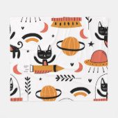 可愛い猫宇宙飛行士：キッズヴィンテージデザイン。 フリースブランケット (正面(横))