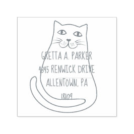 可愛い猫差出人住所自己インキングスタンプ セルフインキングスタンプ