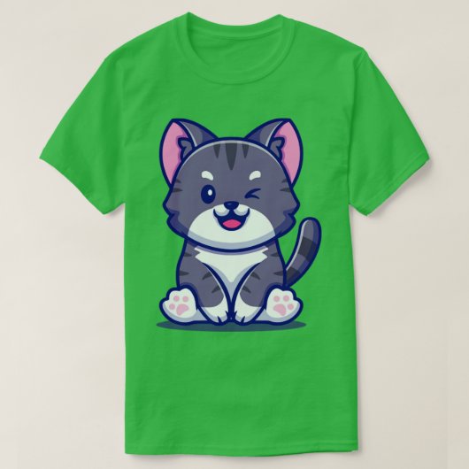 可愛い猫座り漫画2 Tシャツ (デザイン正面)