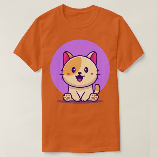可愛い猫座り Tシャツ (デザイン正面)