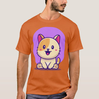可愛い猫座り Tシャツ