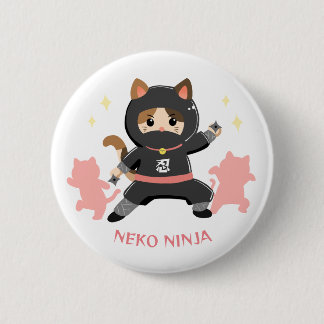 可愛い猫忍者 日本 ピンク Cat Ninja from Japan Pink 缶バッジ