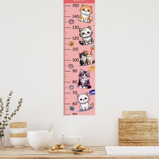 可愛い猫成長図 ポスター (キッチン)