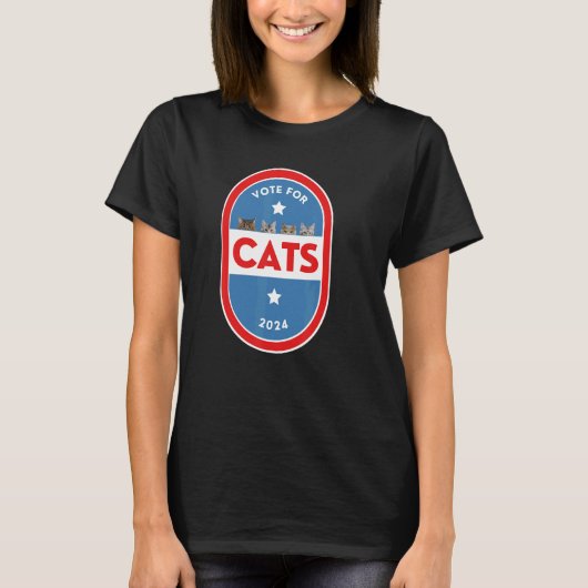 可愛い猫政治選挙動物パロディ2024 Tシャツ (正面)