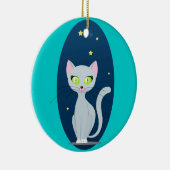 可愛い猫星空の夜空の漫画オンカスタム セラミックオーナメント (右)