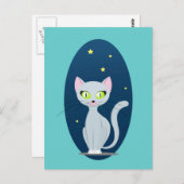 可愛い猫星空の夜空の漫画オンカスタム ポストカード (正面/裏面)