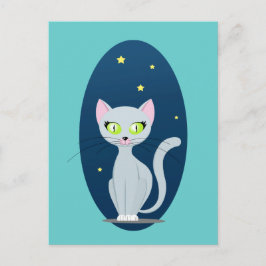可愛い猫星空の夜空の漫画オンカスタム ポストカード