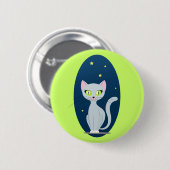 可愛い猫星空の夜空の漫画オンカスタム 缶バッジ (正面&裏面)