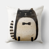 可愛い猫枕と黒猫 クッション (正面)