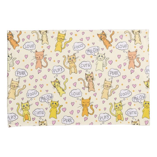 可愛い猫柄ペア 枕カバー (正面右)