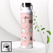 可愛い猫柄新学期水筒 ウォーターボトル