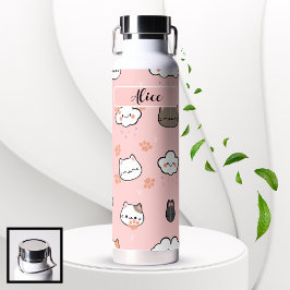 可愛い猫柄新学期水筒 ウォーターボトル